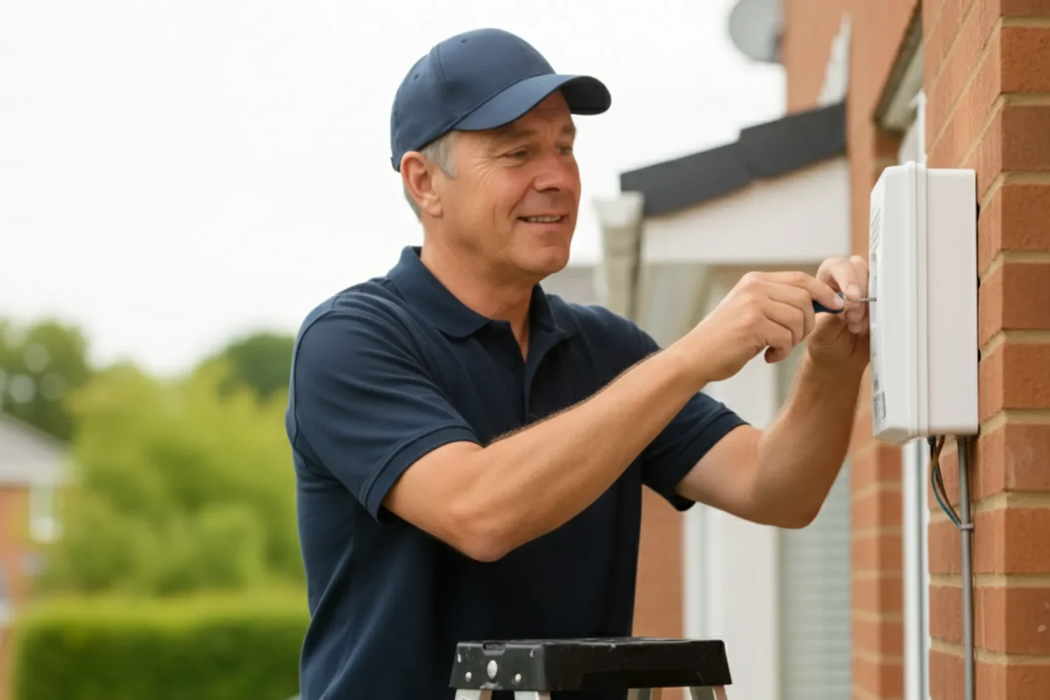 Professional fitting of burglar alarm system in UK home